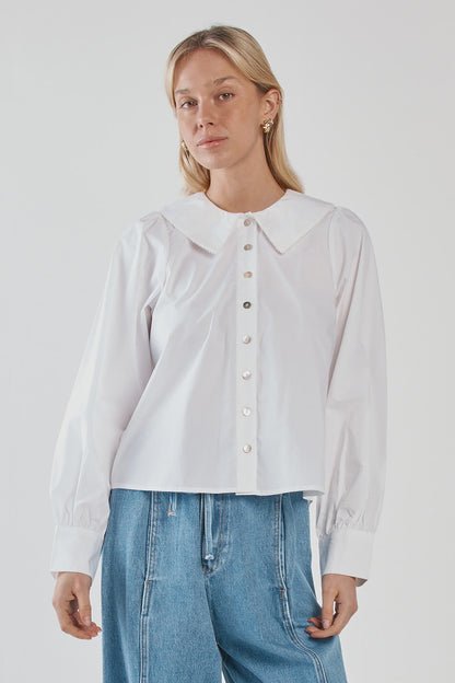 Sass Gypsy Large Collared Shirt - White