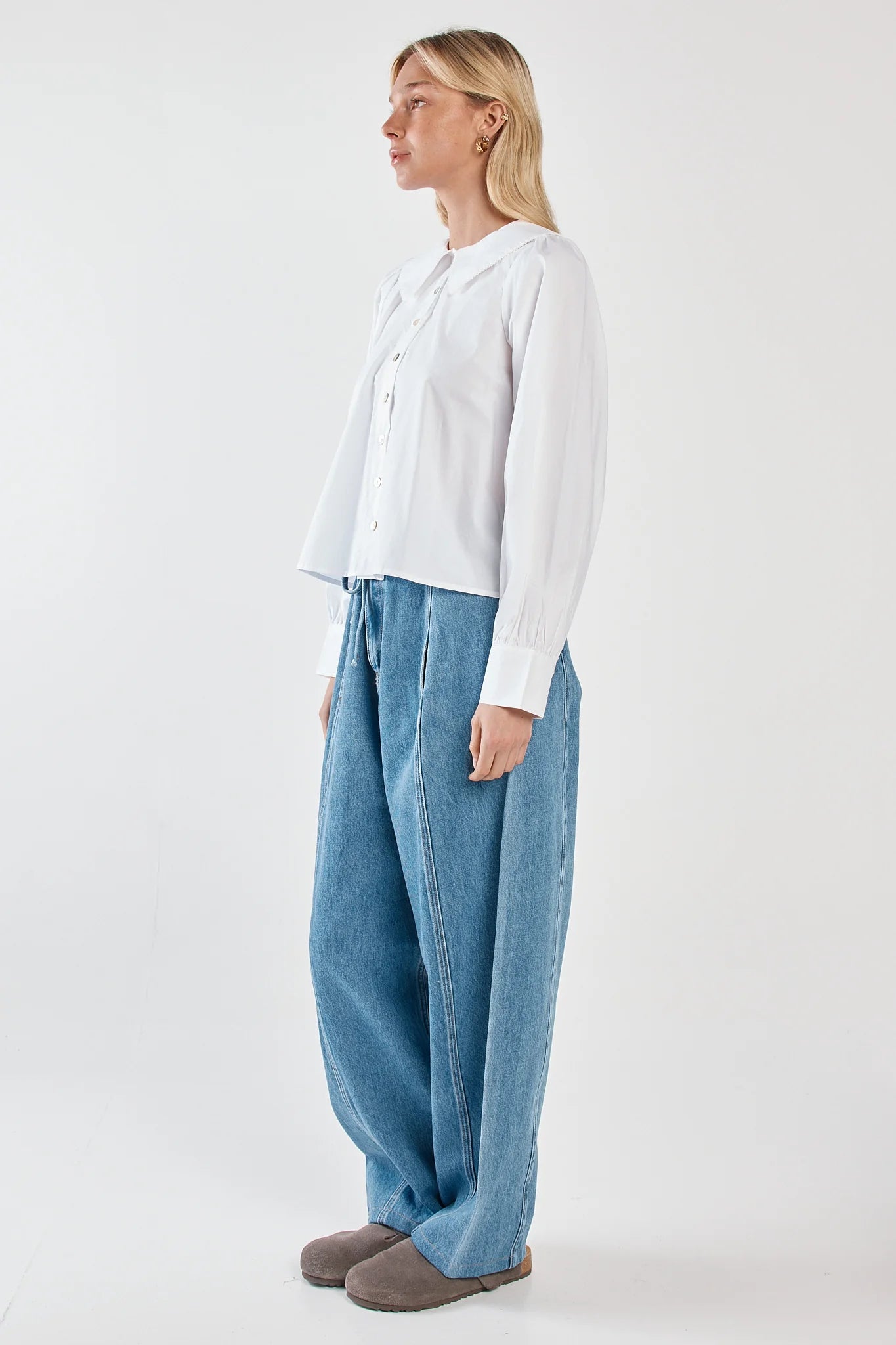 Sass Gypsy Large Collared Shirt - White