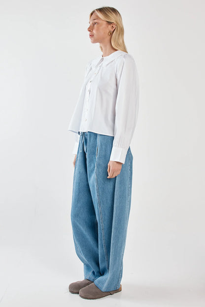 Sass Gypsy Large Collared Shirt - White