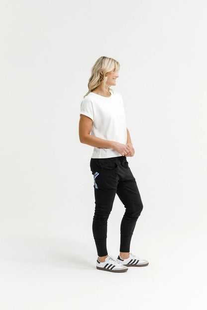 Homelee Apartment Pants - Black with Marine Blue Shadow X