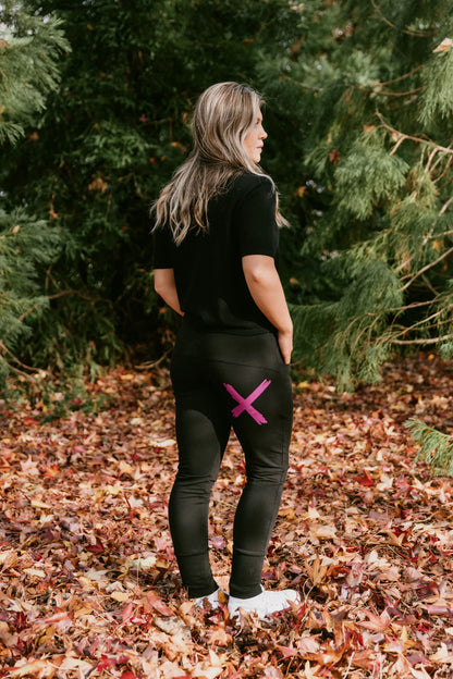 Homelee  Winter Weight Apartment Pants - Black with Orchid X
