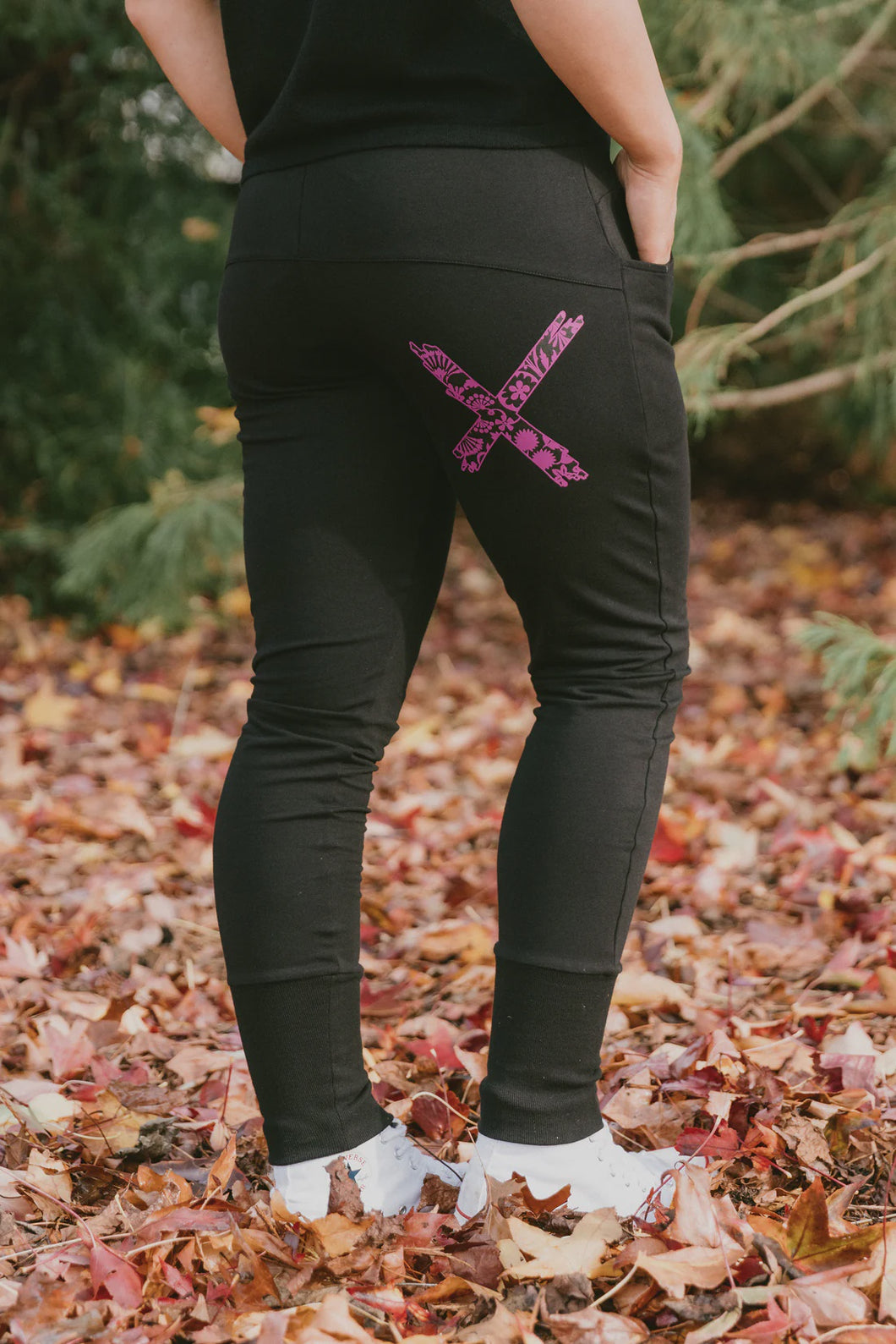 Homelee  Winter Weight Apartment Pants - Black with Orchid Damask X