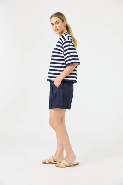 Eb & Ive Studio Stripe Tshirt - Indigo