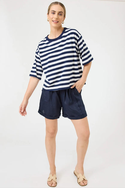 Eb & Ive Studio Stripe Tshirt - Indigo