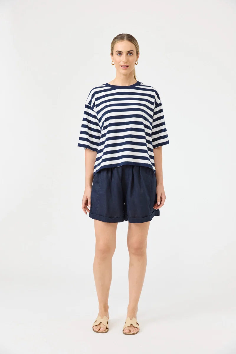 Eb & Ive Studio Stripe Tshirt - Indigo