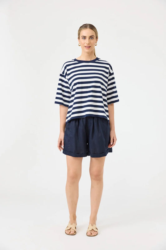 Eb & Ive Studio Stripe Tshirt - Indigo