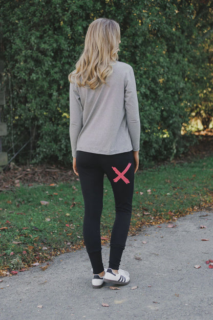 Homelee Apartment Pants - Winter Weight - Black with  Cupid Pop X”