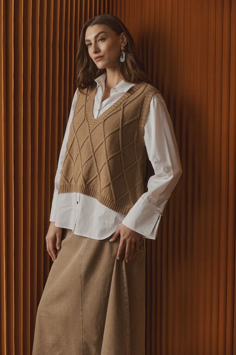 Eb & Ive Liora Knit Vest - Mocha