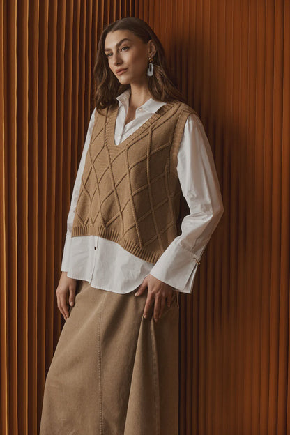 Eb & Ive Liora Knit Vest - Mocha