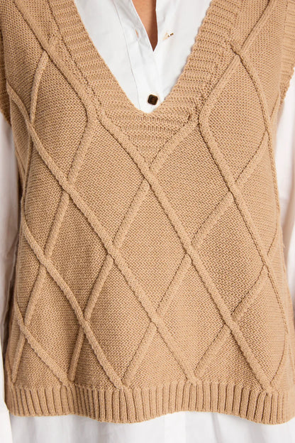 Eb & Ive Liora Knit Vest - Mocha