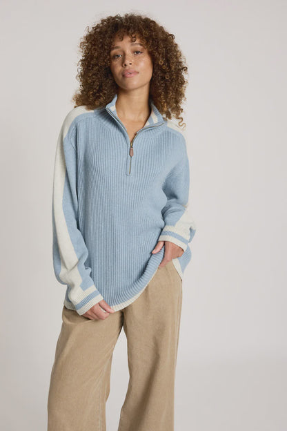 Eb & Ive Liora Zip Jumper - Lake/Bisque