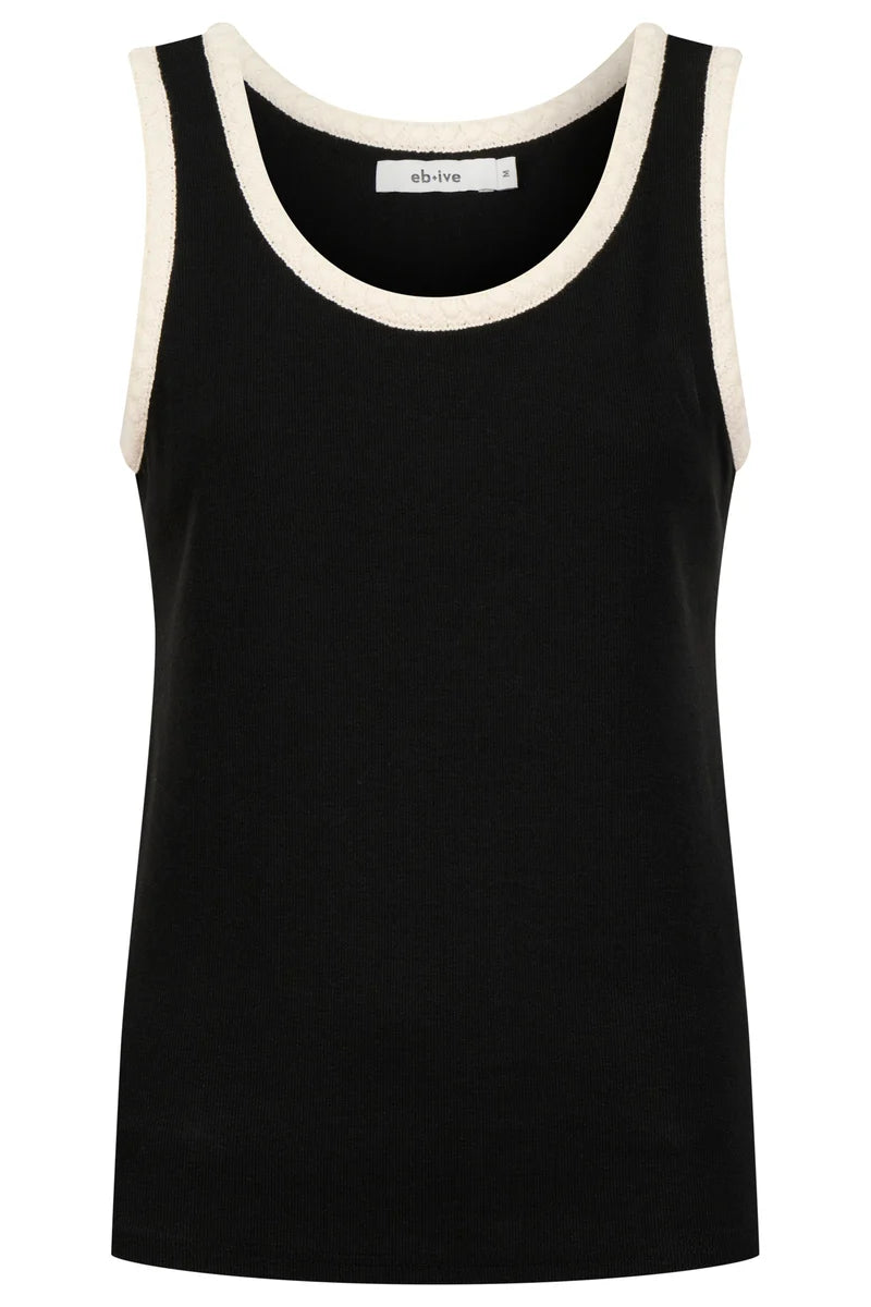 Eb & Ive  Maris Stitched Tank - Black/Tusk