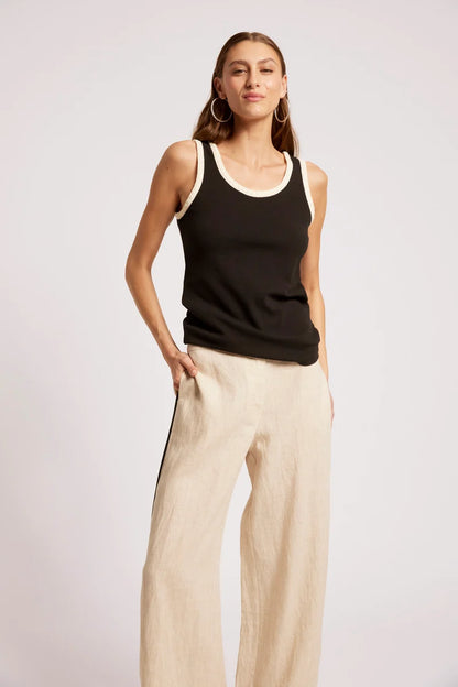 Eb & Ive  Maris Stitched Tank - Black/Tusk