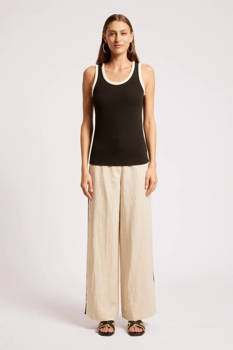 Eb & Ive  Maris Stitched Tank - Black/Tusk