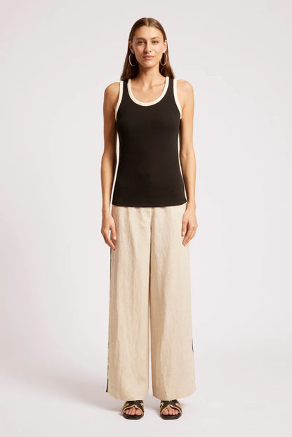 Eb & Ive  Maris Stitched Tank - Black/Tusk