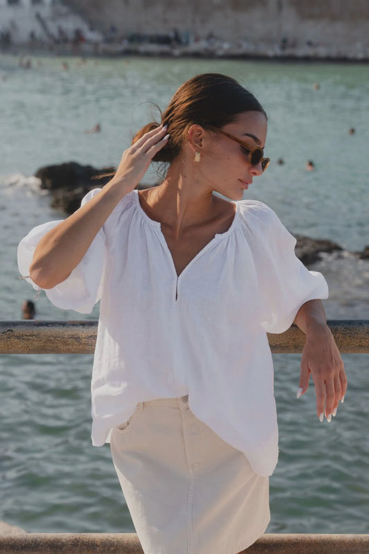 Re:Union Revolutionary Linen Relaxed L/S Top - White