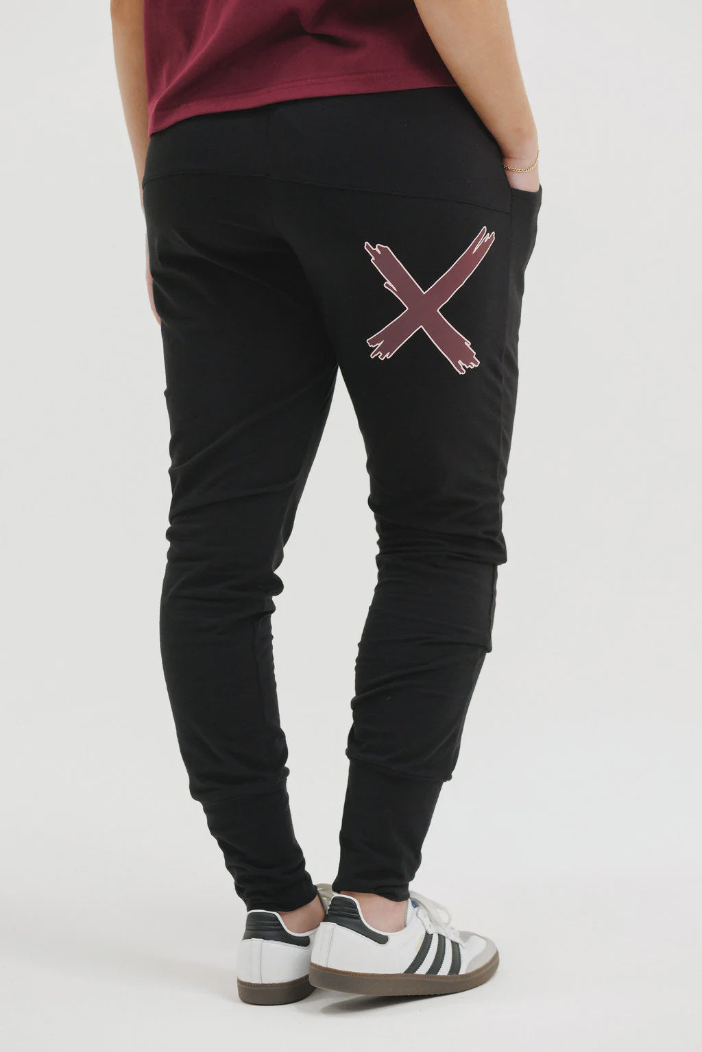 Homelee  Apartment Pants - Black with Merlot/Blush X