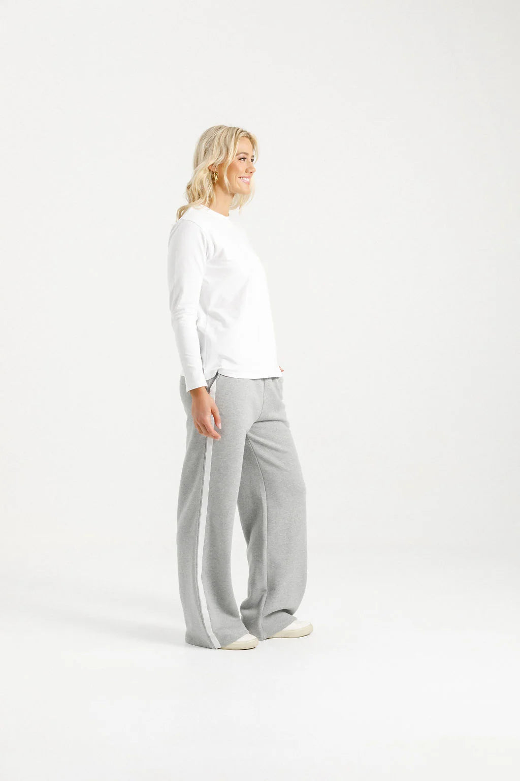Homelee Alpine Palazzo Pant - Grey Marle with White Velvet
