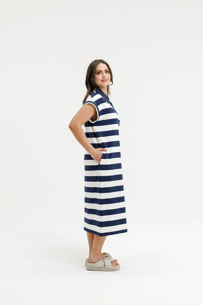 Homelee Della Dress - Navy Stripe