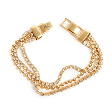 Load image into Gallery viewer, A &amp; C Oslo Bracelet with 3 Rows Crystals - Gold Plated
