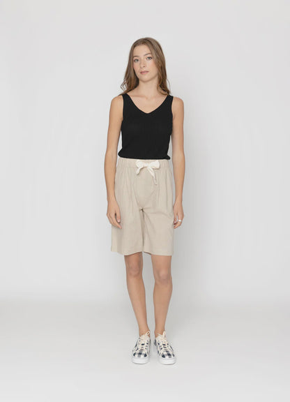 Two by Two Cotton Linen Shorts - Oatmeal