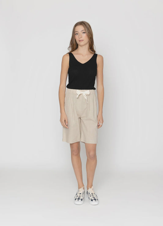 Two by Two Cotton Linen Shorts - Oatmeal