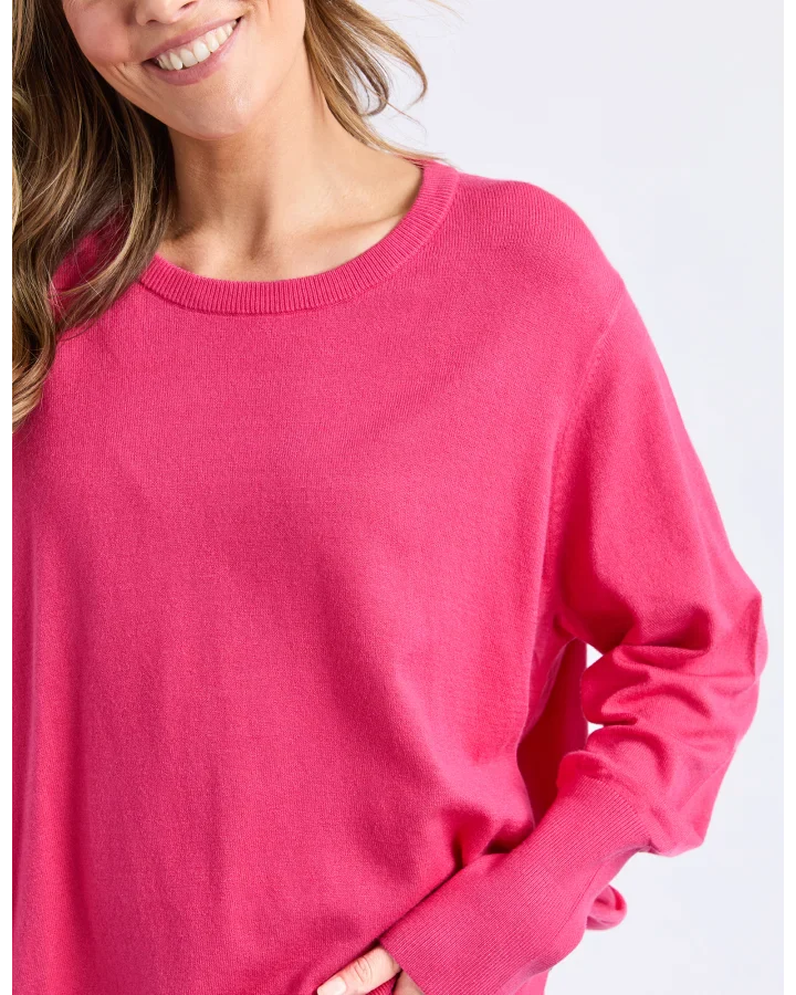 Elm Sunny Long Sleeve Knit Top - Hot Pink