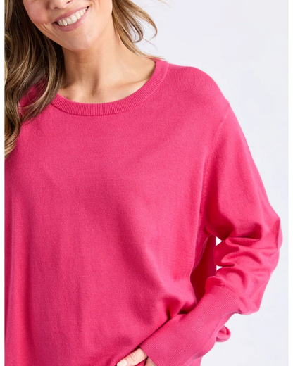 Elm Sunny Long Sleeve Knit Top - Hot Pink
