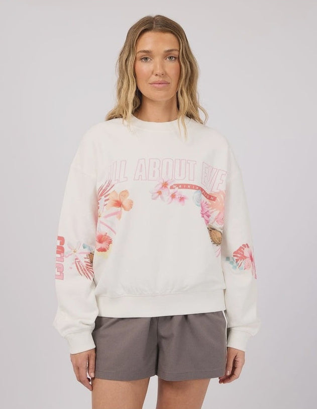 All About Eve Hawaiian Hibiscus Box Crew - Vintage White