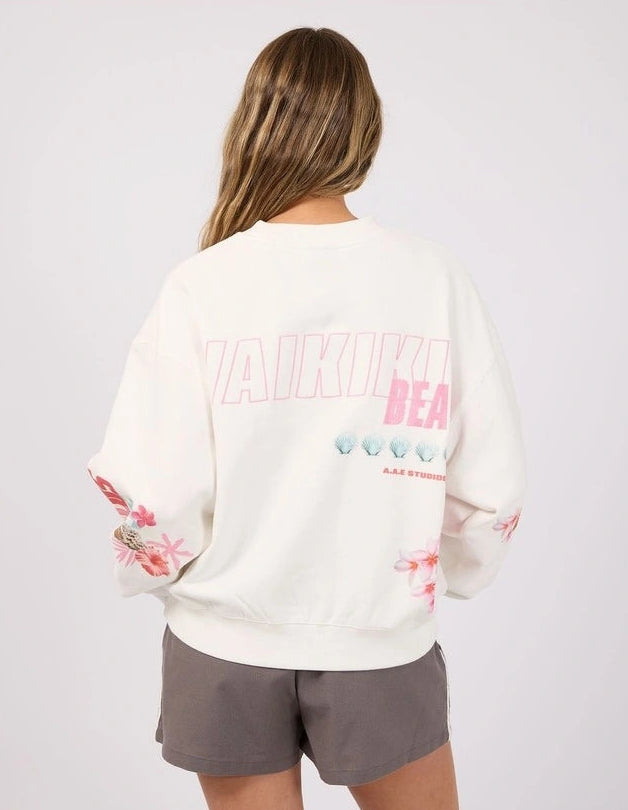 All About Eve Hawaiian Hibiscus Box Crew - Vintage White