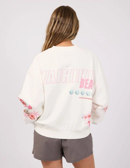 All About Eve Hawaiian Hibiscus Box Crew - Vintage White