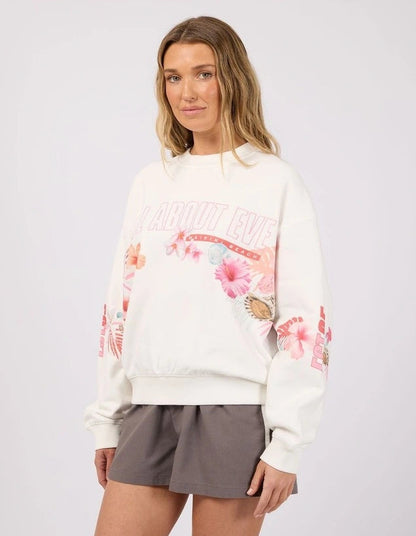 All About Eve Hawaiian Hibiscus Box Crew - Vintage White