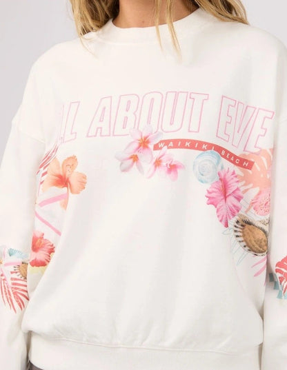 All About Eve Hawaiian Hibiscus Box Crew - Vintage White
