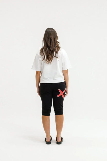 Homelee 3/4 Apartment Pants - Black with Cherry/ Blush X