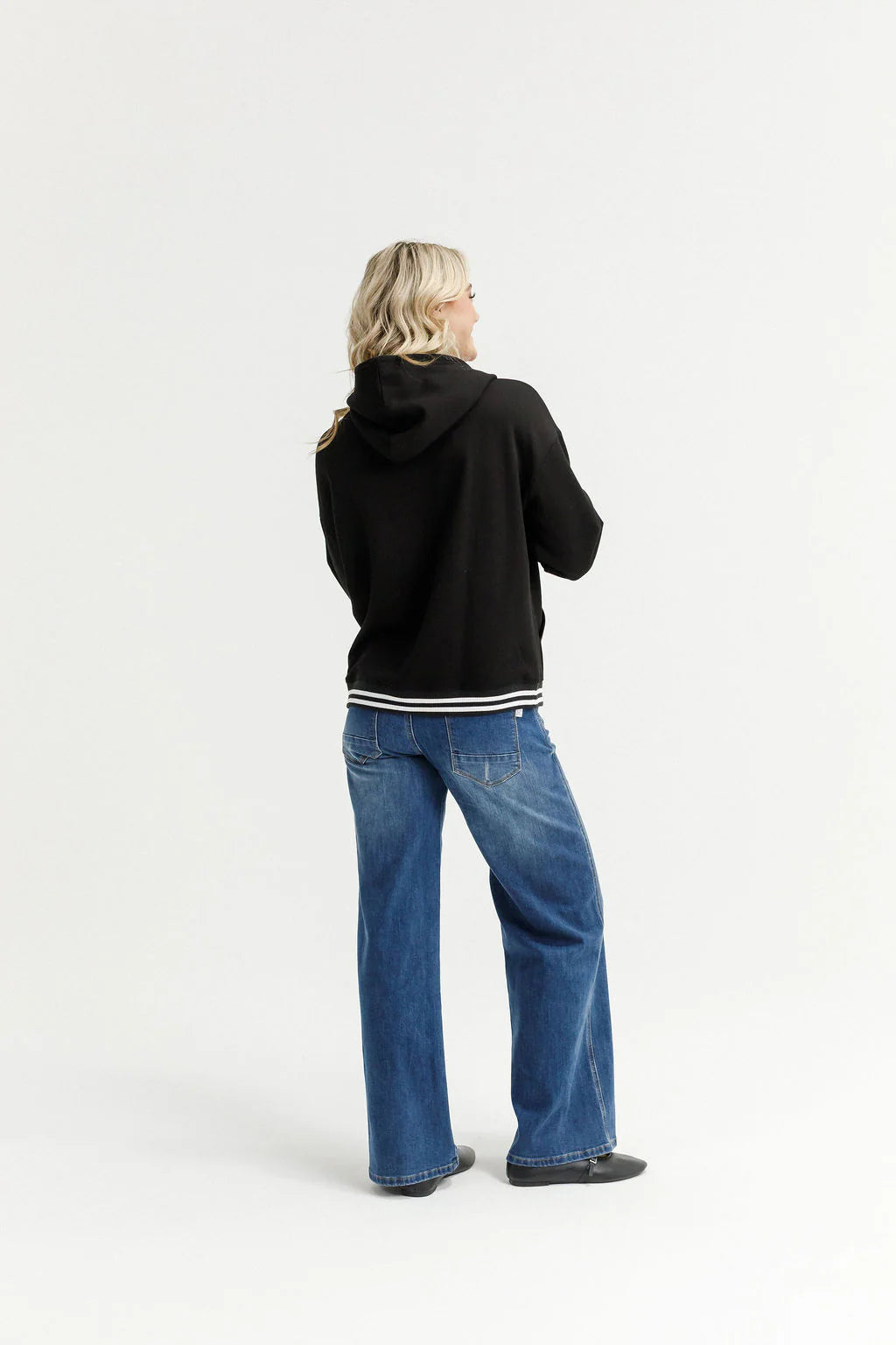 Homelee Elliot Hoodie - Alphine Weight - Black with Silver X & Stripe Cuffs