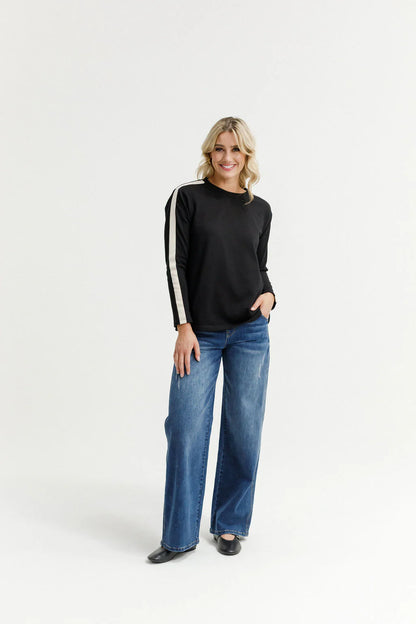 Homelee  Long Sleeve Chris Tee - Black & Sand
