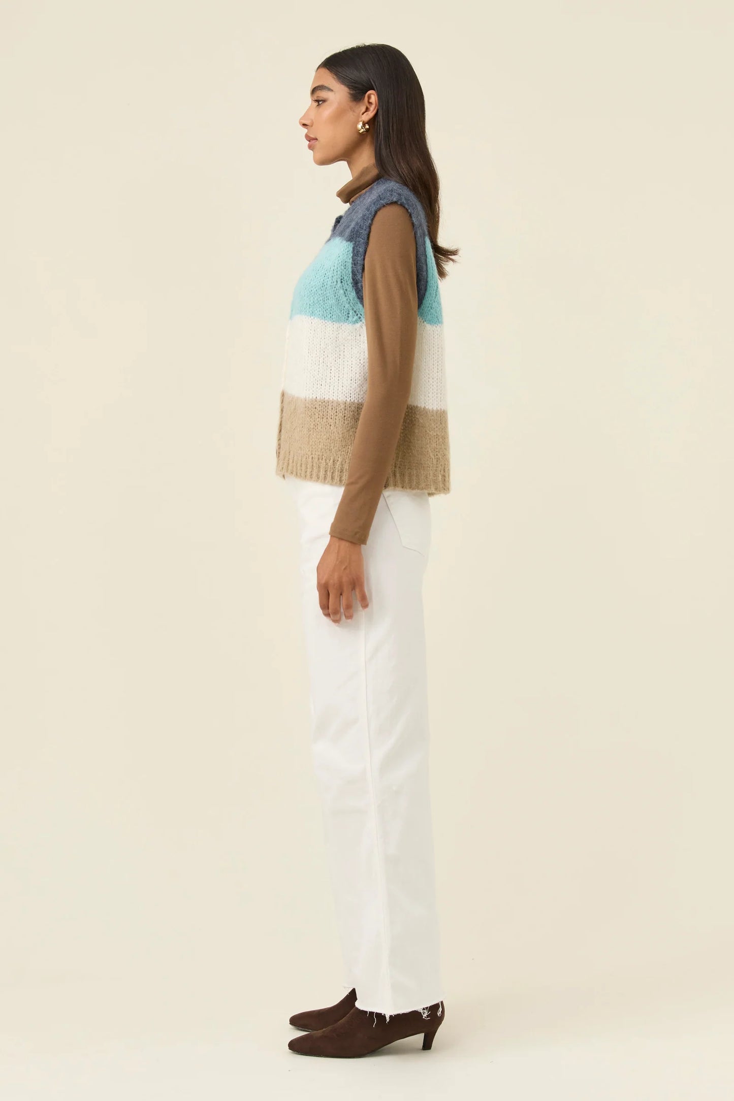 Isle of Mine Pallas Stripe Knit Vest - Ice Blue
