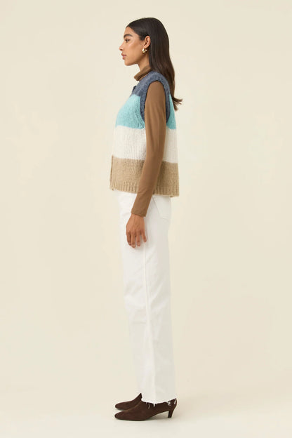 Isle of Mine Pallas Stripe Knit Vest - Ice Blue