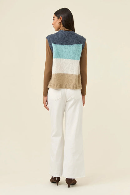 Isle of Mine Pallas Stripe Knit Vest - Ice Blue