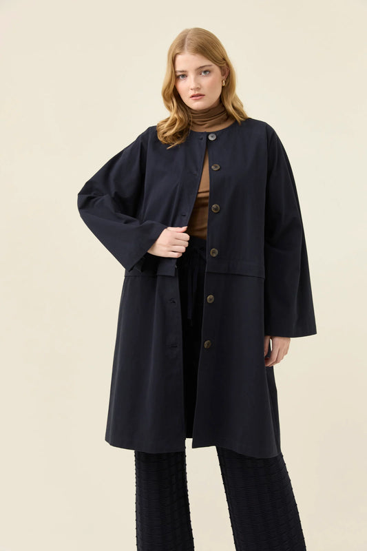 Isle of Mine Farida Convertible Trench Coat - Navy