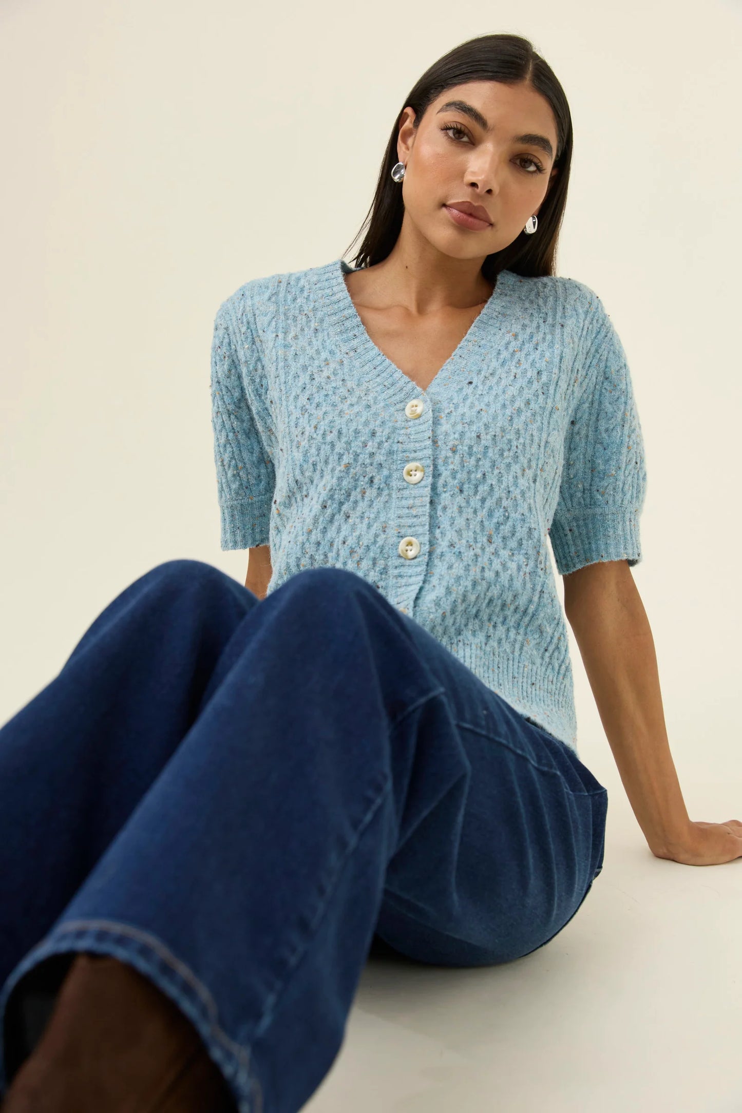 Isle of Mine Mckenna SS Cardigan - Ice Blue