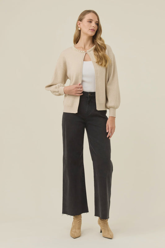 Isle of Mine Nell Pearl Cardigan - Stone