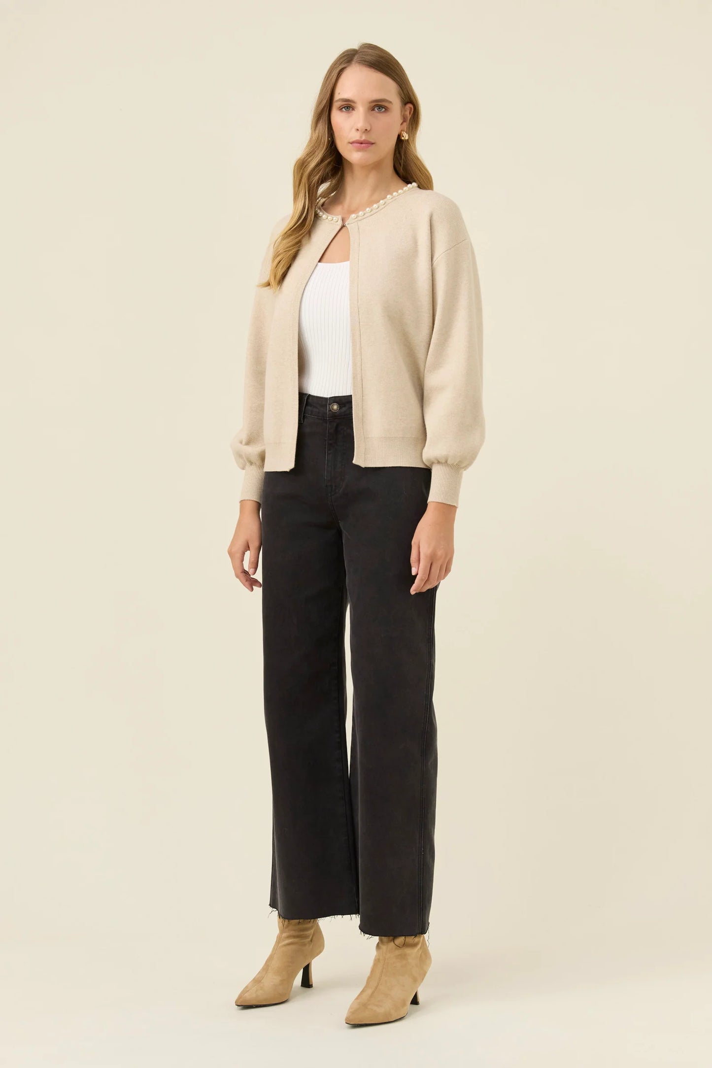 Isle of Mine Nell Pearl Cardigan - Stone