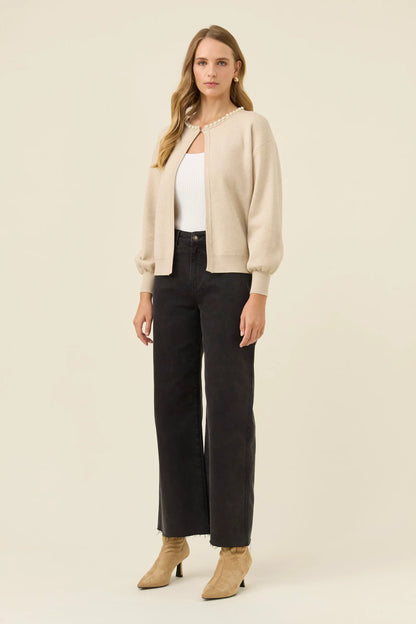 Isle of Mine Nell Pearl Cardigan - Stone