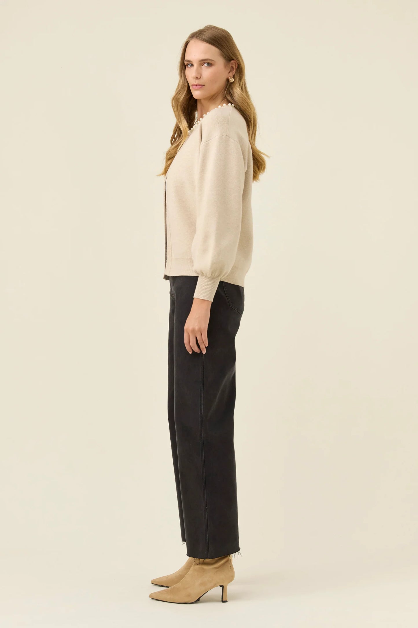 Isle of Mine Nell Pearl Cardigan - Stone
