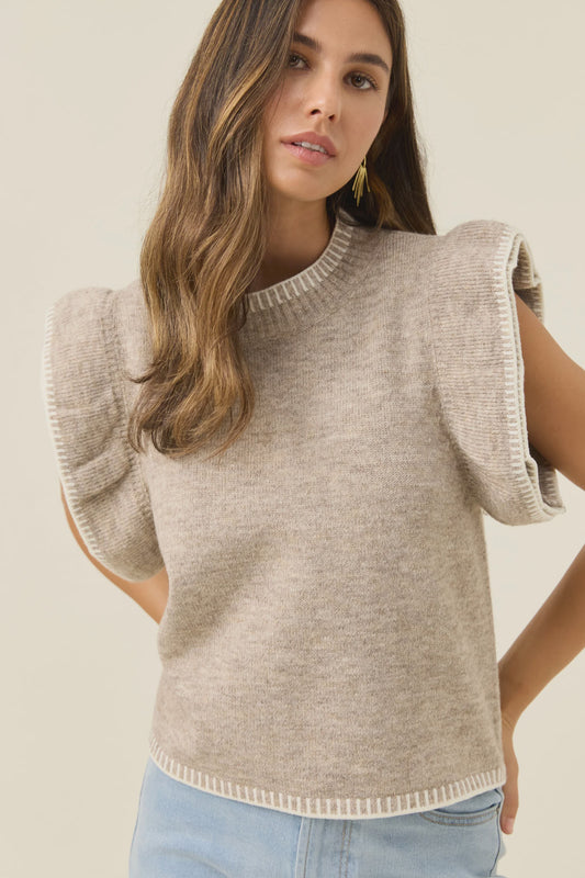 Isle of Mine Athena Frill Knit Top - Stone
