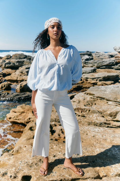 Isle Of Mine Lyndell Drawstring Top - Light Blue