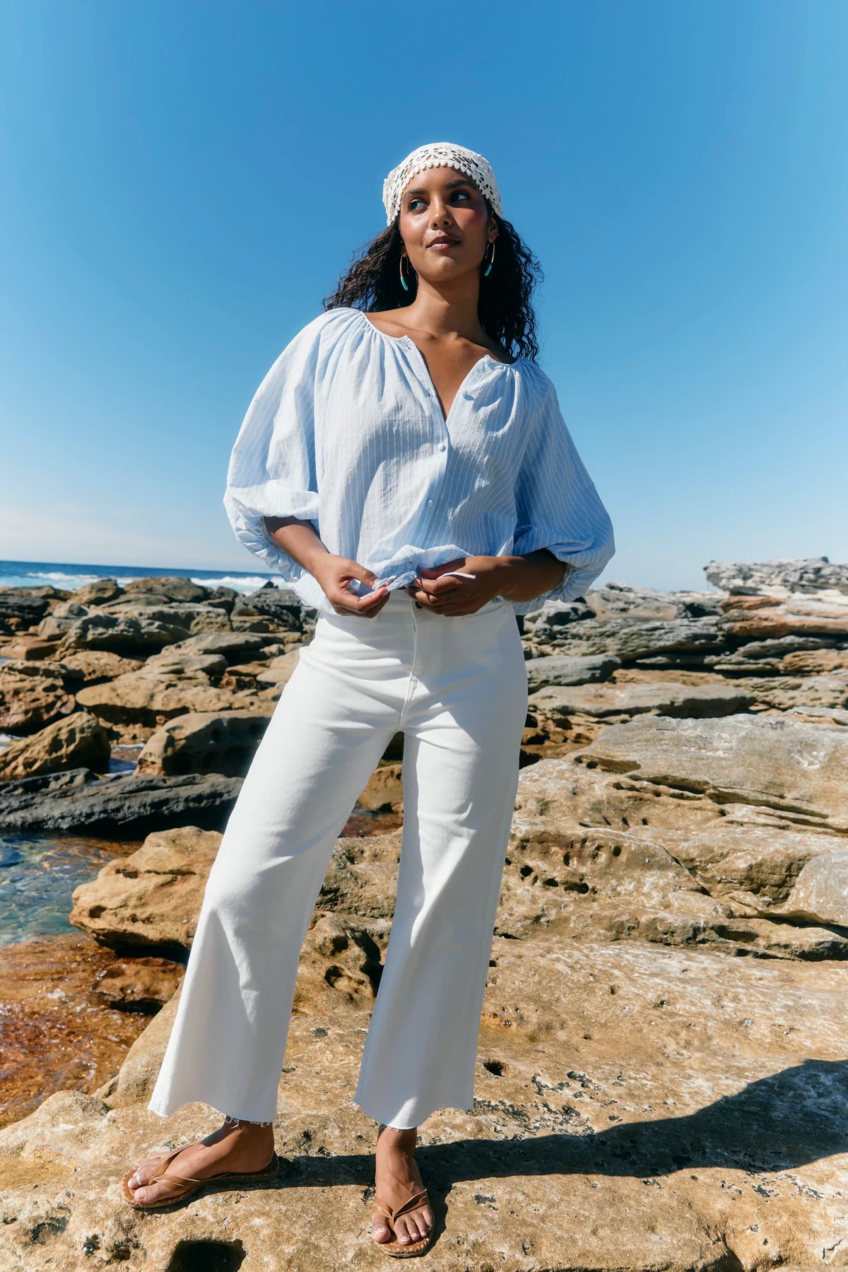 Isle Of Mine Lyndell Drawstring Top - Light Blue