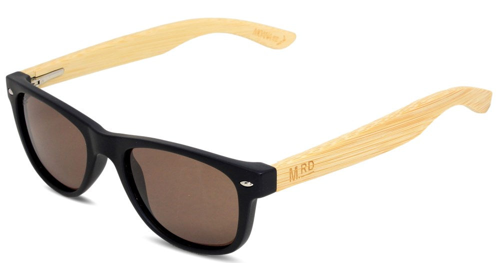Moana Road Sunglasses Black with Wooden Arms - Kids