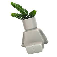 Urban Block Man Sitting Planter Grey